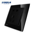 Livolo 5 Pins Buchse 1 Gang 2-Wege Tough Glass Weiß Steckdose VL-W2Z1D-12